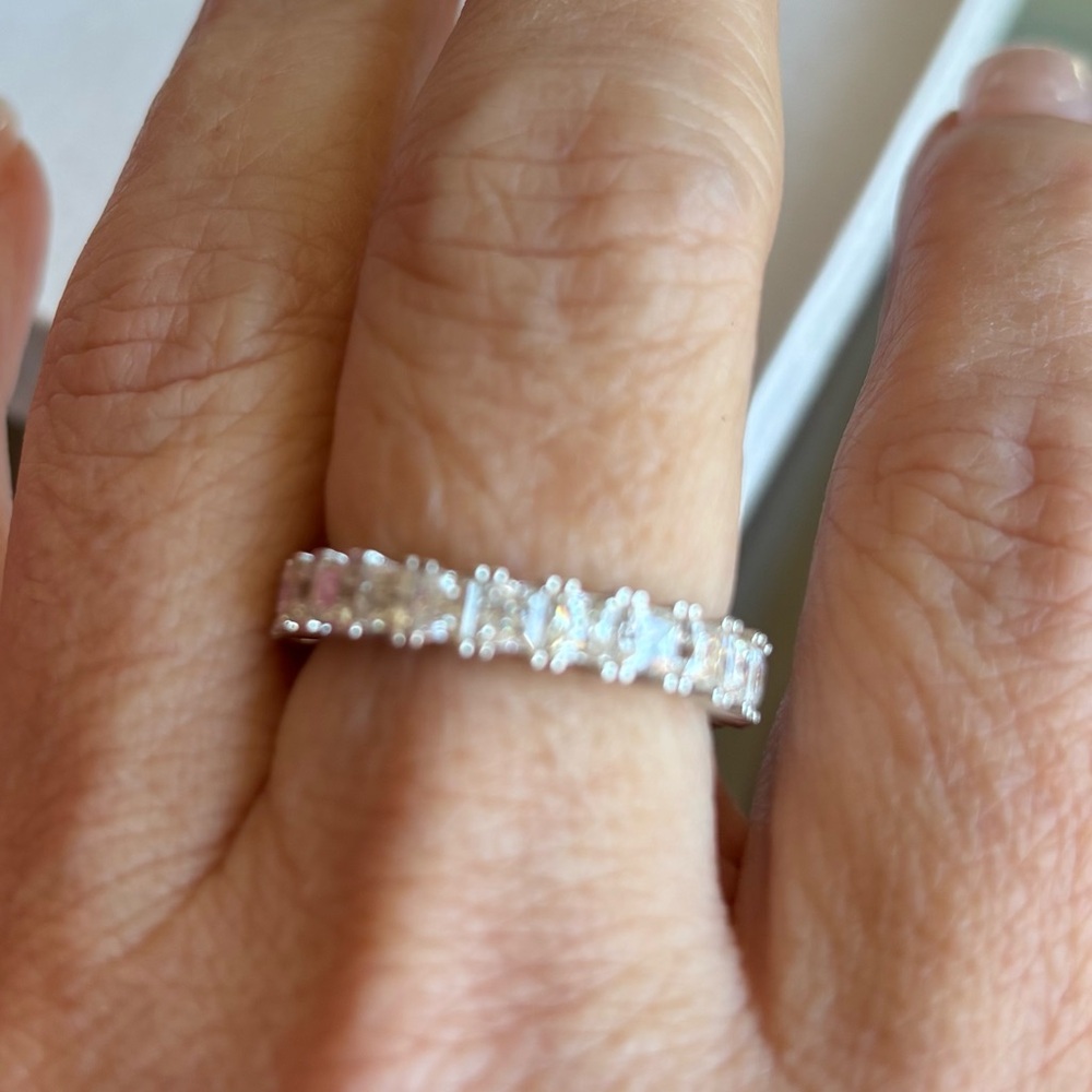 3.63 Ctw Moissanite Princess Cut Full Eternity Band Size 9 - Picture 8 of 10